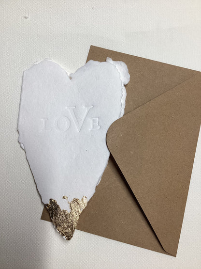 Grüßkarte zum Valentinstag | Handgeschöpftes Büttenpapier | Klappkarte | Geschenke | Handmade  PAPIER  | Geburtstagkarte mit Illustration | Geschenke | Grüßkarte mit Gold
