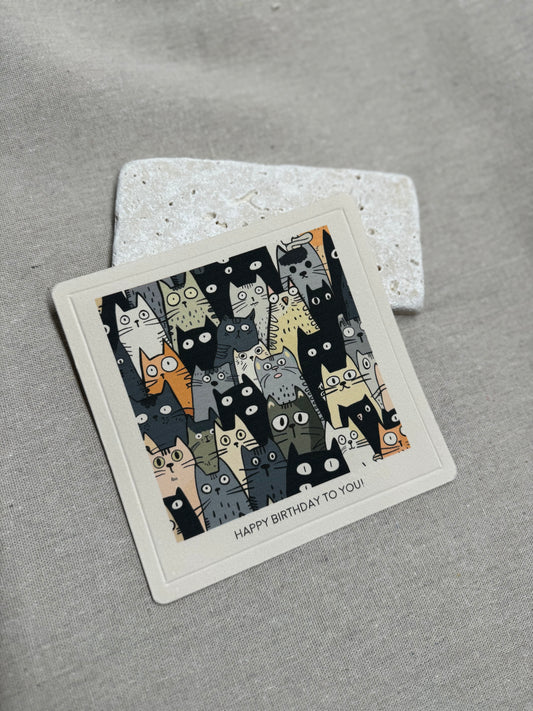 14x14 cm Beige Baumwoll Handgeschöpftes Büttenpapier Grüßkarte/Geburtstagkarte/Cat/karte zum Geburtstag|Klappkarte|Geschenke