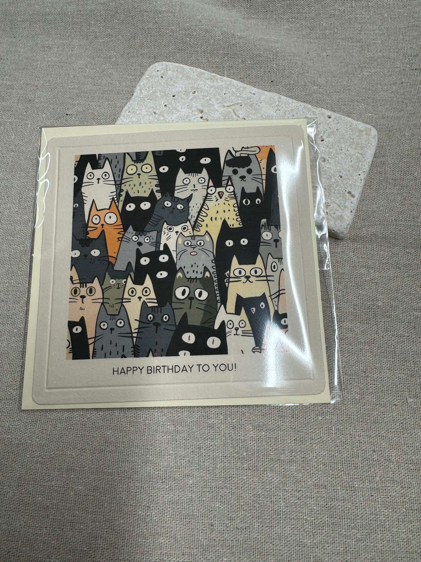 14x14 cm Beige Baumwoll Handgeschöpftes Büttenpapier Grüßkarte/Geburtstagkarte/Cat/karte zum Geburtstag|Klappkarte|Geschenke